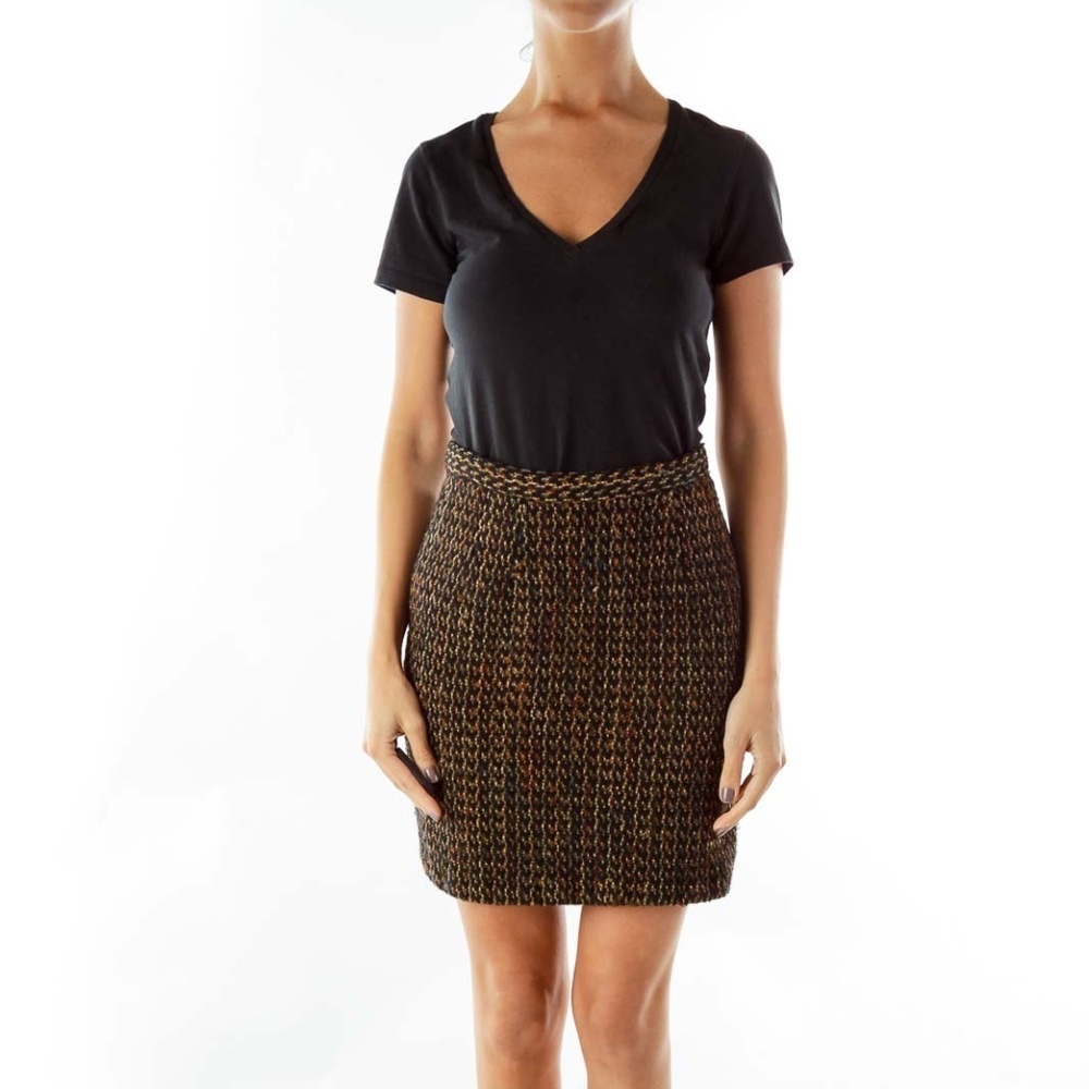 Judy Hornby Brown Black Tweed Pencil SKirt